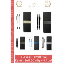 #kalemseti Metal Gövde Profesyonel Hediye Yazı Takımı Şık Roller Tükenmez Kalem Seti Gümüş - 1 Adet
