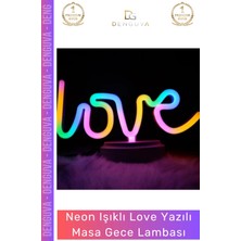 #gecelambası Tasarım Neon LED Dekoratif Hediyelik Modern Şık Estetik Love Yazılı Masa Gece Lambası