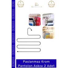 #pantolonaskısı Dayanıklı Elbise Dolabı Düzenleyici Kaymaz Kavramalı Paslanmaz Krom Pantolon Askısı - 2 Adet