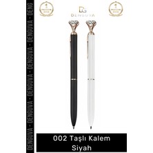 #taşlıkalem Lüks Metal Gövde Kristal Detaylı Ergonomik Tasarım Kaliteli Mürekkep Taşlı Kalem Siyah