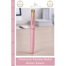 #kalem Lazer Baskılı Kurumsal Hediye Şık Masif Metal Gövde Premium Pembe Metal Roller Kalem