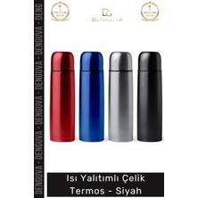 #termos Vakum Izolasyonlu Paslanmaz Çift Katmanlı Isı Koruyan Mat Taşınabilir Çelik Termos Siyah