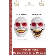 #korkumaskesi Hareketli Çene Gerçekçi Tasarım Sahne Performansı Mekanizmalı Kırmızı Korku Maskesi