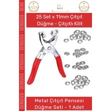 #çıtçıtpensesi 11 mm Metal Perçin Dikiş Nakış El Işleri Hobi Tekstil Çıtçıt Pensesi 25 Düğme Seti