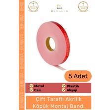 #montajbandı Çift Taraflı Güçlü Pe Köpük Akrilik Yapışkanlı Sabitleme Montaj Bandı 19MM x 2mt - 5 Adet