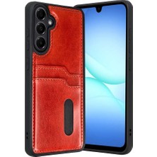 Evimdeyokyok Samsung Galaxy A37 5g Sara Kartvizitli Deri Kılıf - Kırmızı