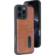 Evimdeyokyok Apple Iphone 16 Pro Kılıf Sara Kartvizitli Deri Kılıf - Taba
