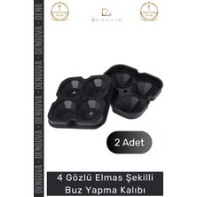 #buzkalıbı Silikon Kokteyl Sunum Gı Uyumlu Esnek Dayanıklı Elmas Şekilli Buz Yapma Kalıbı Buzluk - 2 Adet