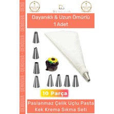 #krematorbası Paslanmaz Çelik Pasta Cupcake Uçlu Tasarım Süsleme Torbası Krema Sıkma Seti 10 Parça
