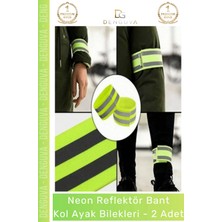 #reflektörbant Neon Sarı Ultra Parlak Gece Güvenliği Esnek Cırtlı Reflektör Bant Kol Ayak Bilek - 2 Adet