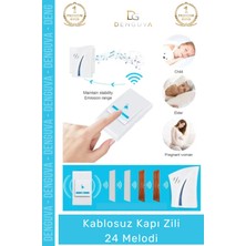 #kapızili 100 Metre Menzilli Pratik Kolay Kurulum Kaliteli Pilli Şık 24 Melodi Kablosuz Kapı Zili