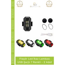 #bisikletlambası Flaşör Motosiklet Bisiklet Scooter Uyumlu USB Şarjlı Mini Taşınabilir LED Ikaz Lambası 7 Renkli - 2 Adet