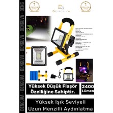 #projektör 30W Cob LED 2400 Lümen IP44 Su Geçirmez Sos Modlu Taşınabilir Kamp Şarjlı Spot Lamba Projektör