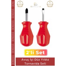 #tornavida Profesyonel Ev Tipi Dayanıklı Çelik Uçlu Ergonomik Saplı Pratik Onarım Düz Yıldız 2'li Tornavida Seti