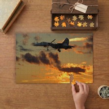 Punto Dizayn Savaş Uçağı - Günbatımı  Tasarımı 240 Parça Ahşap Puzzle Ahşap Kutuda MPY10471