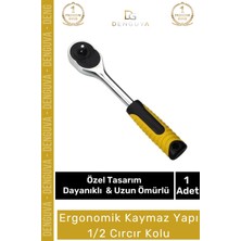 #cırcırkolu Sanayi Profesyonel Çelik Mekanik Lokma Anahtarı Ergonomik Kaymaz Yapı 1/2 Cırcır Kolu