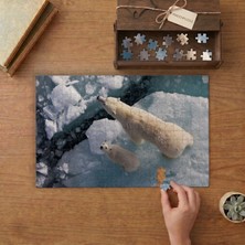 Punto Dizayn Anne ve Yavru Kutup Ayısı  Tasarımı 240 Parça Ahşap Puzzle Ahşap Kutuda MPY50479