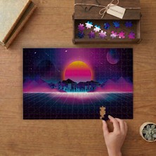 Punto Dizayn Retrowave Gün Batımı Tasarımı 240 Parça Ahşap Puzzle Ahşap Kutuda MPY60075