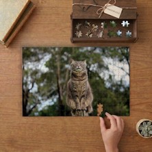 Punto Dizayn Asil Gri Tekir Kedi Tasarımı 240 Parça Ahşap Puzzle Ahşap Kutuda MPY60161