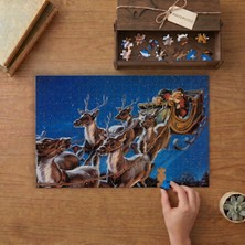 Punto Dizayn Noel Baba ve Ren Geyikleri Tasarımı 240 Parça Ahşap Puzzle Ahşap Kutuda MPY40275