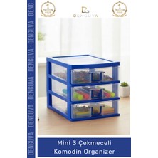 #çekmece Masa Üstü Ofis Makyaj Takı Şeffaf Plastik Masaüstü Mini 3 Çekmeceli Komodin Organizer - 1 Adet