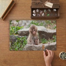 Punto Dizayn Sevimli Bebek Maymun Tasarımı 240 Parça Ahşap Puzzle Ahşap Kutuda MPY40096