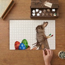 Punto Dizayn Yumurta Boyayan Sevimli Tavşan  Tasarımı 240 Parça Ahşap Puzzle Ahşap Kutuda MPY40216