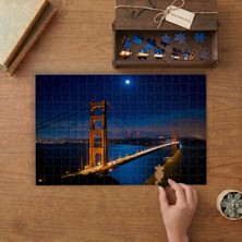 Punto Dizayn Gece Golden Gate Köprüsü Tasarımı 240 Parça Ahşap Puzzle Ahşap Kutuda MPY20092
