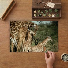 Punto Dizayn Zürafa Ailesi Tasarımı 240 Parça Ahşap Puzzle Ahşap Kutuda MPY40395
