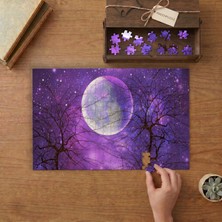 Punto Dizayn Mor Gökyüzü - Yıldızlar - Dolunay  Tasarımı 240 Parça Ahşap Puzzle Ahşap Kutuda MPY50425