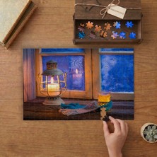 Punto Dizayn Pencere Kenarında Gaz Lambası - Kış Manzarası  Tasarımı 240 Parça Ahşap Puzzle Ahşap Kutuda MPY10193