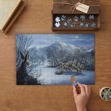 Punto Dizayn Karlı Ormanda Gece - Tavşan - Tilkiler Tasarımı 240 Parça Ahşap Puzzle Ahşap Kutuda MPY20054