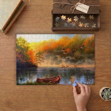 Punto Dizayn Göl - Kuşlar - Sonbahar Manzarası Tasarımı 240 Parça Ahşap Puzzle Ahşap Kutuda MPY10379