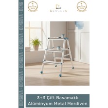 #merdiven Profesyonel Sağlam Ergonomik Katlanır Tip 3+3 Çift Basamaklı Alüminyum Metal Merdiven