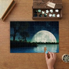 Punto Dizayn Dolunay - Gece - Yıldızlar - Doğa Manzarası Tasarımı 240 Parça Ahşap Puzzle Ahşap Kutuda MPY40313