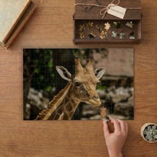 Punto Dizayn Yakın Çekim Sevimli Zürafa Tasarımı 240 Parça Ahşap Puzzle Ahşap Kutuda MPY40391