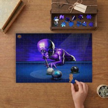 Punto Dizayn Bilardo Oynayan Uzaylı  Tasarımı 240 Parça Ahşap Puzzle Ahşap Kutuda MPY20377