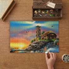 Punto Dizayn Deniz Feneri - Kuşlar - Kulübe Tasarımı 240 Parça Ahşap Puzzle Ahşap Kutuda MPY20430
