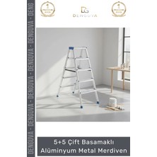 #merdiven Sağlam Dayanıklı Katlanabilir Hafif Pratik 5+5 Çift Basamaklı Alüminyum Metal Merdiven