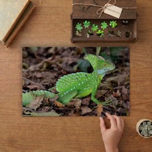 Punto Dizayn Otların Üstünde Yeşil Kertenkele Tasarımı 240 Parça Ahşap Puzzle Ahşap Kutuda MPY50458
