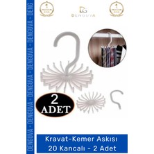 #kravataskısı Dolap Içi Düzenleyici Gardırop Askısı Şal Eşarp Kravat Kemer Askısı 20 Kancalı - 2 Adet