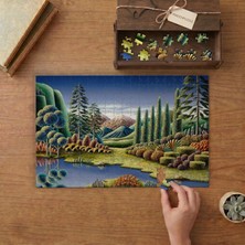 Punto Dizayn Nehir - Ağaçlar - Ilüstrasyon Tasarımı 240 Parça Ahşap Puzzle Ahşap Kutuda MPY20400