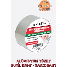 Setfix Alüminyum Kaplı Butil Tamir Bandı, 48 mm x 2 mt / Çatı, Oluk, Balkon, Teras Için Su Sızdırmaz Sakız Yalıtım Bandı