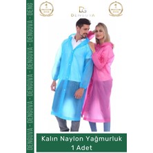 #yağmurluk Su Geçirmez Mavi Çıtçıtlı Kapüşonlu Dayanıklı Kaliteli Uniseks Kalın Naylon Yağmurluk - 1 Adet