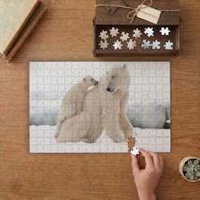 Punto Dizayn Kutup Ayısı ve Yavrusu  Tasarımı 240 Parça Ahşap Puzzle Ahşap Kutuda MPY50470