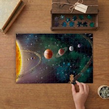 Punto Dizayn Güneş Sistemi ve Yörüngede Gezegenler Tasarımı 240 Parça Ahşap Puzzle Ahşap Kutuda MPY60245
