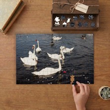 Punto Dizayn Suda Yüzen Kuğular Tasarımı 240 Parça Ahşap Puzzle Ahşap Kutuda MPY60396