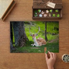 Punto Dizayn Doğada Ala Geyik Tasarımı 240 Parça Ahşap Puzzle Ahşap Kutuda MPY60070