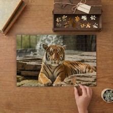 Punto Dizayn Hayvanat Bahçesinde Kaplan Tasarımı 240 Parça Ahşap Puzzle Ahşap Kutuda MPY50036