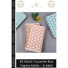 #buzkalıbı Modern Estetik Mutfak Kapaklı Pratik Buz Küresi Aparatı Yuvarlak Buz Yapma Kalıbı 33 Gözlü - 2 Adet